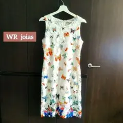 レア美品✨ WR joias 総レース ワンピース！ 蝶 刺繍 白 カラフル Mのサムネイル