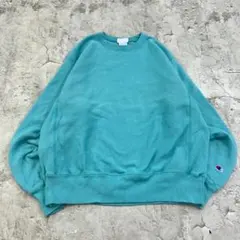 チャンピオン　リバースウィーブ　目無し　無地　スウェット　古着　ライトブルー　M