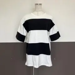 ナノユニバース　Tシャツ　半袖　ボーダー柄　コットン　M