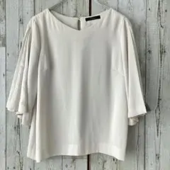 [訳あり]☆ROSSO☆日本製☆ブラウス フレアスリーブ オフホワイト 五分袖