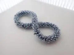 ライトブルー系ビーズヘアゴム