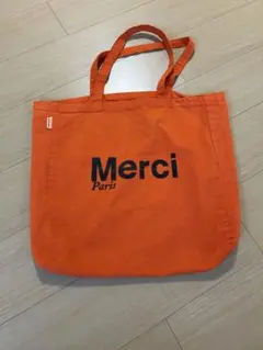 新品Merci Paris トートバッグ オレンジ 楽天市場】日本未発売【パリ直輸入】Merci cotton Tote Bag - Orange