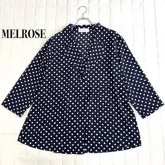 MELROSE ドット柄シアーシャツ ネイビー リボン付き ゆったりのサムネイル