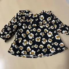 新品　花柄フリルワンピース　小花　フタフタ　バースデイ　長袖　チュニック　90