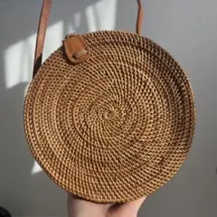 ラタン 円形 カゴバッグ