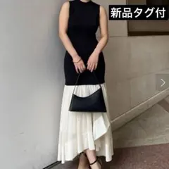 新品タグ付 anuans カスケードニットドッキングワンピース MIX ルミネ