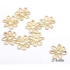 【新品】4個 約2.4cm 管付き 型抜き 花型チャーム ゴールド MZK02