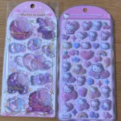 【正規品】マイメロ ウォーターイン＆キティ コットンパフィーシール２枚セット