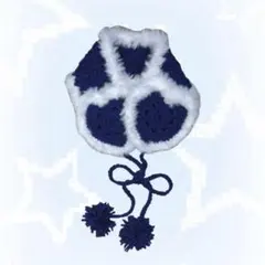 ♥ハンドメイド イヤーマフ 白×青 編み物 ♥