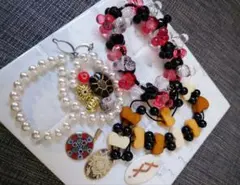 ハンドメイド用 ビーズ ネックレス ブレスレットパーツ 色々セット