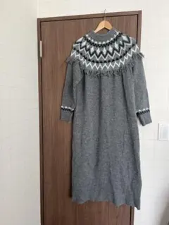 LEPSIM グレー フリンジ付きワンピース