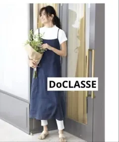 ドゥクラッセ　リネンキャミワンピース　ネイビー　ロング　チュニック　Ｍ　麻　紺のサムネイル