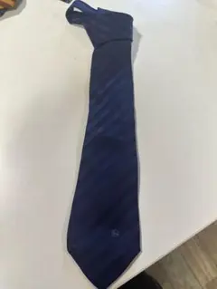 美品　ランセル　ネクタイ　ネイビー　ストライプ　ダーク　イタリア製　シンプル