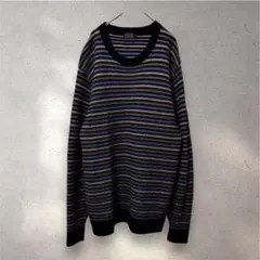 Giorgio Clash ボーダーニット 黒×青×ベージュ LL 日本製のサムネイル