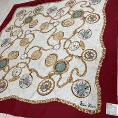 Nina Ricci スカーフ 時計 懐中時計 真紅　未使用品　シルク