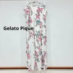 N10−3◯ ジェラートピケ フラワープリント キャミロングワンピース