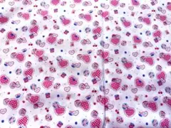 はぎれ　ドール服生地　ロリータ　60ローン　ハートねこバック　ホワイト