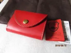 新品　日本製栃木レザー三つ折り　コンパクト　T0447N ＲＥＤ
