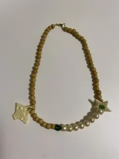 10.ハンドメイドネックレス コットンパール アンティークパーツ