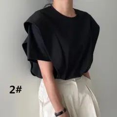 ラッフルスリーブ フレアスリーブ ブラウス 半袖 無地