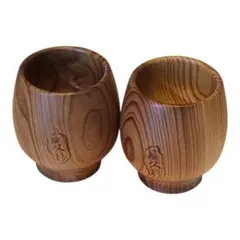 【希少】屋久杉 ぐい呑み 2個セット 木工品 酒器　天然木 盃