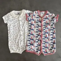 PETIT BATEAU ロンパース 2着 6m/67cm 12m/74cm