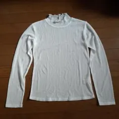 GU ホワイト リブハイネック長袖トップス