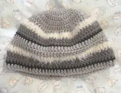 クロシェハット　編み物　帽子 バケハ　ハンドメイド バケットハット ビーニー