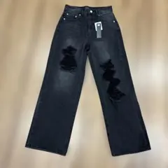 新品未使用品　JEANASIS ブラック ダメージ ワイドパンツ M