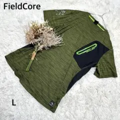 フィールドコアꕤメンズ Tシャツ 作業服 カーキ Lサイズ 汗吸収 速乾 清涼感