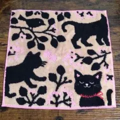 【即日発送】　新品　GuGuWorld　タオルハンカチ　猫　ねこ　ピンク
