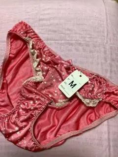 必ずプロフィール拝見　光沢　ピンク 星柄 Mサイズ ショーツ