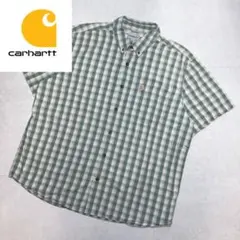 carhartt 半袖シャツ チェック グリーン ロゴ刺繍 カーハート メンズのサムネイル