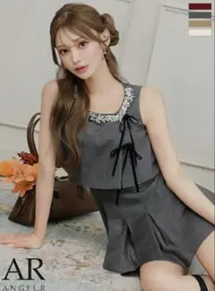 Angel R 2way プリーツ トップス付き フレアミニドレス