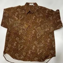 ペイズリー柄 長袖シャツ ブラウン系　フリーサイズ