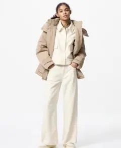 ユニクロ UNIQLO ドレープワイドフレアジーンズ ナチュラル 22インチ