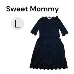 【美品】授乳服 ワンピース 結婚式 総レース ブラック L フォーマル 入園式