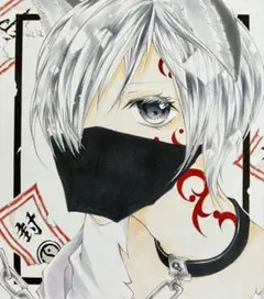 オリジナル手描きイラスト　アナログ　原画　創作　小色紙★No.11