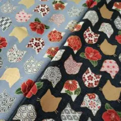★セール★合計1メートル　キルトゲイト QUILT GATE 百花繚乱　猫と椿