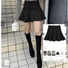 GRL インパン裏地付きフレアミニスカート ブラック [gm739] 新品未使用
