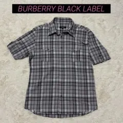 【希少】バーバリーブラックレーベル チェック柄 半袖シャツ ホース刺繍 2