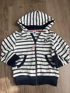 プチバトー　ストライプ　フード付きパーカー　90サイズ