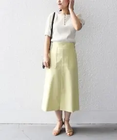 SHIPS*台形ミディスカート　イエロー　S