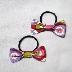ハンドメイド 番傘柄 和柄 リボン ヘアゴム