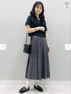 プリーツAラインミディスカートQ
