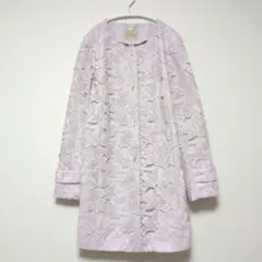 極美品 ローズティアラ 42 総レース ノーカラーコート ピンクラベンダー XLのサムネイル