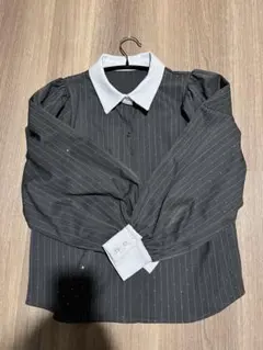 Kobe lettuce ビジューストライプシャツ