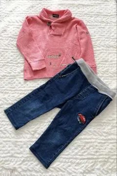 【クレードスコープ】車　刺繍　上下セット　美品 まとめ売り　トレーナー　デニム