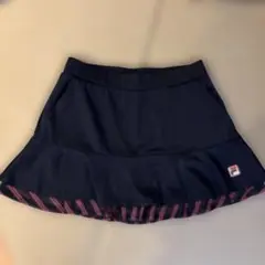 FILA ネイビー フレアスカート ストライプ裾