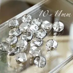 Ｎｏ．431 グレー ガラス 四角形 ビーズ 10点